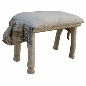 Banqueta DKD Home Decor Elefante Branco Natural Madeira de mangueira 65 x 31,7 x 38 cm de DKD Home Decor, Cadeiras - Ref: S30...