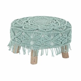 Poggiapiedi DKD Home Decor 53 x 53 x 31 cm Naturale Legno Marrone Verde 50 x 50 x 30 cm Macramé Boho di DKD Home Decor, Ottom...