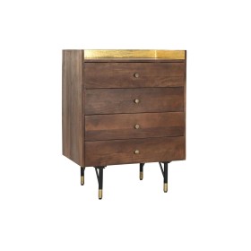 Chest of drawers DKD Home Decor Black Golden Metal Dark brown Mango wood Modern (70 x 45 x 92 cm) by DKD Home Decor, Chest of...