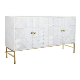 Aparador DKD Home Decor Losangos Branco Latão Madeira de mangueira (157 x 43 x 84 cm) de DKD Home Decor, Armários e aparadore...