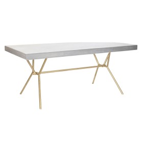 Table de Salle à Manger DKD Home Decor Gris Doré Blanc Laiton Bois de manguier (180 x 90 x 76 cm) de DKD Home Decor, Tables -...