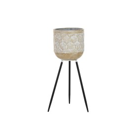 Macetero DKD Home Decor Negro Dorado Metal Blanco Bicolor (26 x 26 x 70 cm) de DKD Home Decor, Maceteros - Ref: S3034633, Pre...