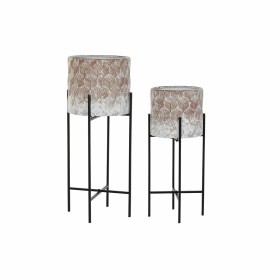 Set de pots de fleurs DKD Home Decor Usé 32,5 x 32,5 x 76,5 cm Métal (2 Unités) de DKD Home Decor, Cache-pots - Réf : S303463...