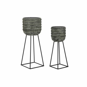 Set de pots de fleurs DKD Home Decor Usé 32 x 32 x 84 cm Métal (2 Unités) de DKD Home Decor, Cache-pots - Réf : S3034642, Pri...