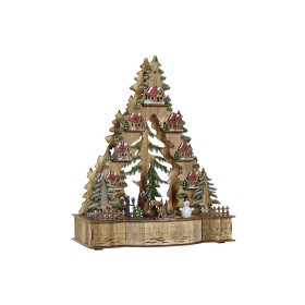 Adorno Navideño DKD Home Decor Verde Natural Madera Árbol Casas 30 x 15 x 37 cm (3 Unidades) de DKD Home Decor, Navidad - Ref...