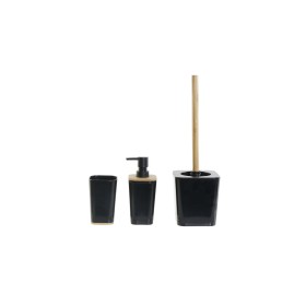 Conjunto de Banho DKD Home Decor Preto Natural Bambu Alumínio poliestireno 11,5 x 11,5 x 38 cm de DKD Home Decor, Jogos de ac...