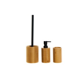 Conjunto de Banho DKD Home Decor Preto 7 x 7 x 16,5 cm Natural (3 Peças) de DKD Home Decor, Jogos de acessórios para casa de ...