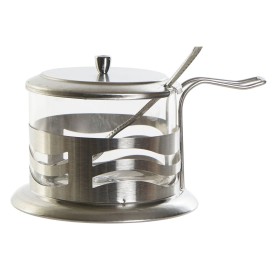 Sugar Bowl DKD Home Decor Basic Silver Stainless steel Crystal 15 x 10,5 x 10 cm by DKD Home Decor, Sugar and milk - Ref: S30...