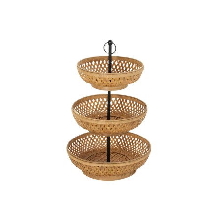 Coupe à fruits DKD Home Decor Noir Métal Marron Bambou 40 x 40 x 70 cm de DKD Home Decor, Bols et tasses - Réf : S3036851, Pr...