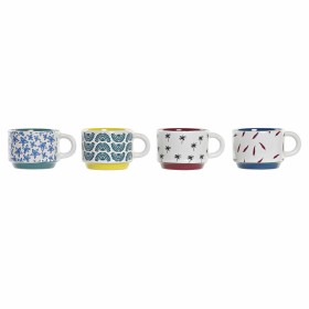 Ensemble de tasses à café DKD Home Decor Multicouleur Jaune Bleu Turquoise Bordeaux Métal Grès 4 Pièces 150 ml de DKD Home De...