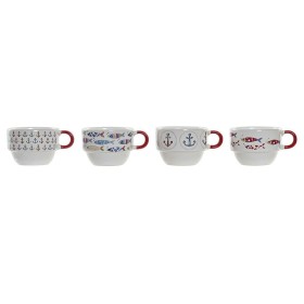 Ensemble de tasses à café DKD Home Decor Rouge Multicouleur Métal Grès méditerranéen 190 ml 4 Pièces de DKD Home Decor, Tasse...