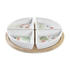 Ensemble à apértif DKD Home Decor Blanc Multicouleur Naturel Bambou Grès Tropical 21,5 x 21,5 x 1 cm (5 pcs) de DKD Home Deco...