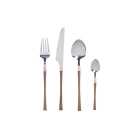 Posate DKD Home Decor Naturale Argentato Acciaio inossidabile (2,6 x 1 x 23 cm) (16 pcs) di DKD Home Decor, Set di posate - R...