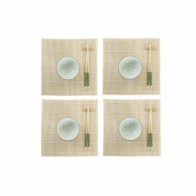 Conjunto de sushi DKD Home Decor 14,5 x 14,5 x 31 cm Verde Grés Oriental (16 Peças) de DKD Home Decor, Pratos e fontes - Ref:...