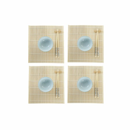 Set de sushi DKD Home Decor 14,5 x 14,5 x 31 cm Bleu Blanc Grès Oriental (16 Pièces) de DKD Home Decor, Plats et plateaux - R...