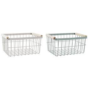 Cesta de Varilla DKD Home Decor Verde Beige Metal Pino Vintage 30,5 x 20 x 14,5 cm (2 Unidades) de DKD Home Decor, Estantes y...