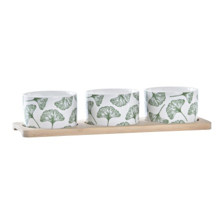 Conjunto para Aperitivos DKD Home Decor Bambu Grés Folhas 3 Peças 4 Peças 28 x 9,7 x 1,5 cm | Tienda24 - Global Online Shop Tienda24.eu