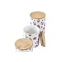 Set de 3 Botes DKD Home Decor Natural Blanco Multicolor Bambú Gres 10 x 10 x 17 cm Cupcake de DKD Home Decor, Almacenamiento ...