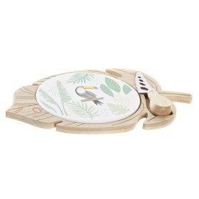 Appetizer Set DKD Home Decor White Multicolour Natural Bamboo Stoneware Tropical 21,5 x 21,5 x 1 cm (5 pcs) | Tienda24 - Global Online Shop Tienda24.eu