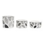 Set da Aperitivo DKD Home Decor Bianco/Nero Bambù Gres Fogli Cottage 3 Pezzi 8 cm 20 x 20 x 8 cm di DKD Home Decor, Piatti e ...