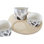 Set da Aperitivo DKD Home Decor Bianco/Nero Bambù Gres Fogli Cottage 3 Pezzi 8 cm 20 x 20 x 8 cm di DKD Home Decor, Piatti e ...