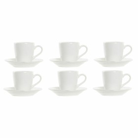 Set di Tazze da Caffè DKD Home Decor Naturale Legno d'albero della gomma Bianco Gres 90 ml di DKD Home Decor, Tazze - Rif: S3...