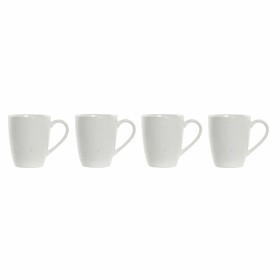 4 Piece Mug Set DKD Home Decor White Natural Rubber wood Stoneware 300 ml 19 x 13 x 31 cm by DKD Home Decor, Cups - Ref: S303...