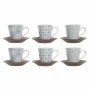 Piece Coffee Cup Set DKD Home Decor Blue Brown Rubber wood White Stoneware 150 ml | Tienda24 - Global Online Shop Tienda24.eu