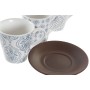 Piece Coffee Cup Set DKD Home Decor Blue Brown Rubber wood White Stoneware 150 ml | Tienda24 - Global Online Shop Tienda24.eu