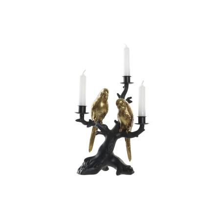 Candelabro DKD Home Decor Preto Dourado Resina Papagaio Tropical 22,5 x 13 x 29,5 cm de DKD Home Decor, Candelabros e suporte...