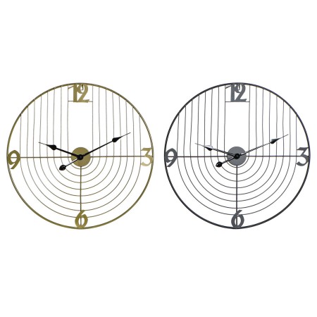 Horloge Murale DKD Home Decor Noir Doré Métal 60 x 3 x 60 cm Moderne (2 Unités) de DKD Home Decor, Pendules murales - Réf : S...