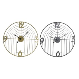 Wall Clock DKD Home Decor Black Golden Metal Modern 45 x 3 x 45 cm (2 Units) by DKD Home Decor, Wall Clocks - Ref: S3037674, ...