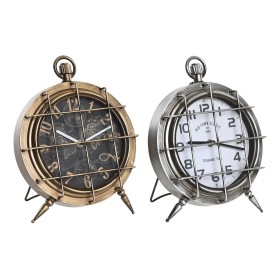 Orologio da Tavolo DKD Home Decor Mappamondo 22 x 17 x 29 cm Cristallo Argentato Nero Dorato Bianco Ferro (2 Unità) di DKD Ho...