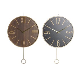 Wall Clock DKD Home Decor 40 x 4 x 40 cm Black Brown Iron Pendulum MDF Wood (2 Units) by DKD Home Decor, Wall Clocks - Ref: S...