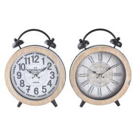 Horloge de table DKD Home Decor 25,8 x 8 x 32 cm Naturel Blanc Fer Traditionnel Bois MDF (2 Unités) de DKD Home Decor, Pendul...