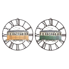 Orologio da Parete DKD Home Decor 49,5 x 3,5 x 48 cm Metallo Verde Giallo Vintage Treno (2 Unità) di DKD Home Decor, Orologi ...