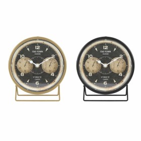 Orologio da Tavolo DKD Home Decor 12 x 5 x 14 cm Nero Dorato Ferro PVC Vintage (2 Unità) di DKD Home Decor, Orologi da scriva...