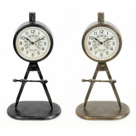 Horloge de table DKD Home Decor 17 x 8 x 31 cm Noir Doré Fer PVC Loft (2 Unités) de DKD Home Decor, Pendulettes de bureau - R...