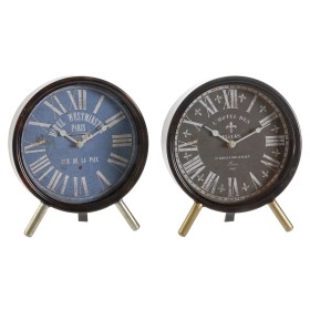 Horloge de table DKD Home Decor Bleu Noir Multicouleur Métal Verre Vintage 20,5 x 5 x 24 cm (2 Unités) de DKD Home Decor, Pen...