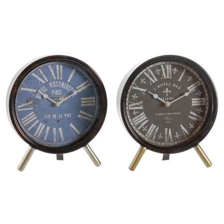 Horloge de table DKD Home Decor Bleu Noir Multicouleur Métal Verre Vintage 20,5 x 5 x 24 cm (2 Unités) | Tienda24 - Global Online Shop Tienda24.eu