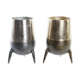 Vaso DKD Home Decor 15,5 x 15,5 x 26 cm Prateado Dourado Alumínio Moderno (2 Unidades) de DKD Home Decor, Jarrões - Ref: S303...