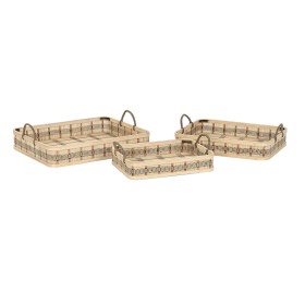 Set of trays DKD Home Decor Light brown Bamboo 54 x 43 x 9 cm (3 Units) (2 Units) by DKD Home Decor, Plates and dishes - Ref:...