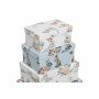 Set de Cajas Organizadoras Apilables DKD Home Decor Azul Blanco Flores Cartón (43,5 x 33,5 x 15,5 cm) de DKD Home Decor, Caja...