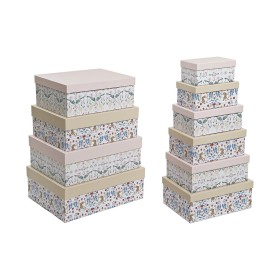 Jeu de Caisses de Rangement Empilables DKD Home Decor animaux Fleurs Carton (43,5 x 33,5 x 15,5 cm) de DKD Home Decor, Boîtes...