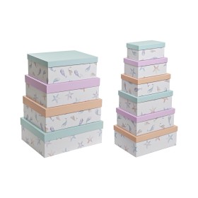 Set de Cajas Organizadoras Apilables DKD Home Decor Marino Cartón (43,5 x 33,5 x 15,5 cm) de DKD Home Decor, Cajas y arcones ...