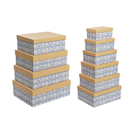 Set de Cajas Organizadoras Apilables DKD Home Decor Animales Azul Cartón (43,5 x 33,5 x 15,5 cm) de DKD Home Decor, Cajas y a...