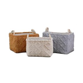 Set de basket DKD Home Decor Gris Coton (3 Pièces) (35 x 35 x 40 cm) | Tienda24 - Global Online Shop Tienda24.eu