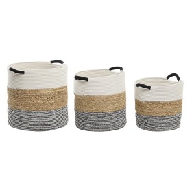 Basket set DKD Home Decor Beige Black Natural Fibre 40 x 40 x 40 cm by DKD Home Decor, Boxes - Ref: S3039163, Price: 90,94 €,...