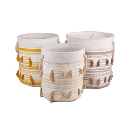 Set de basket DKD Home Decor Polyester Coton Frange Boho (43 x 43 x 45 cm) | Tienda24 - Global Online Shop Tienda24.eu