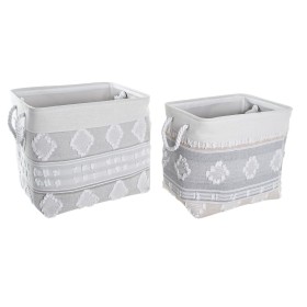 Set de basket DKD Home Decor Gris Coton (45 x 35 x 40 cm) (2 Pièces) de DKD Home Decor, Boîtes - Réf : S3039168, Prix : 65,12...